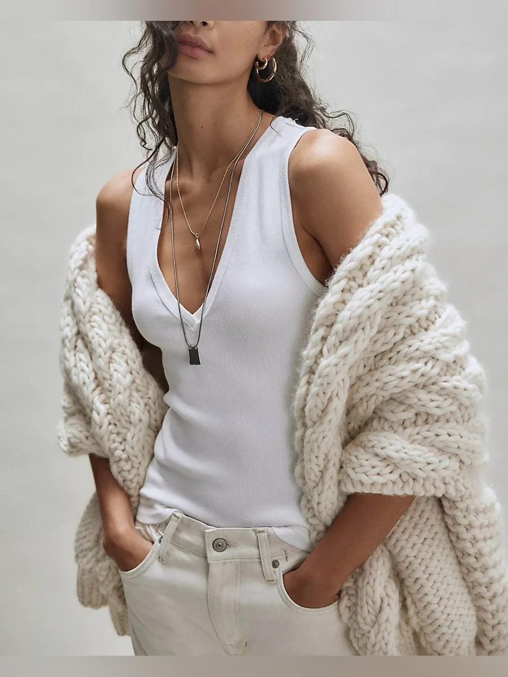 NWOT Free People We The Free Neria Tank - ivory white - small